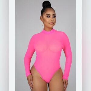 Hot Pink Mesh Bodysuit